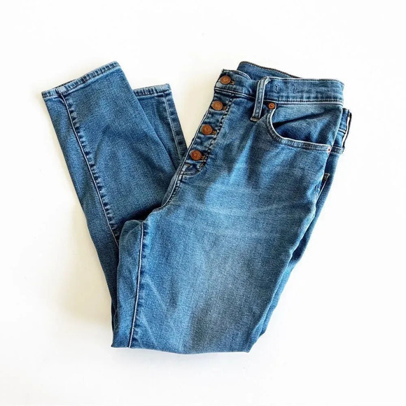 Madewell 9” Midrise Skinny Crop‎ Women’s Size 32 Button Fly Light Wash Stretch - Picture 10 of 10